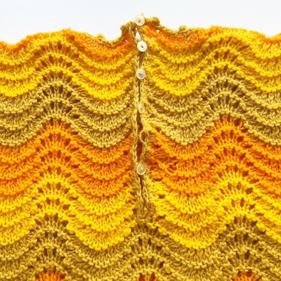 Vtg Groovy Mod Retro Sweater Orange Yellow Brown Made Italy for Maison Blanche - Picture 6 of 10